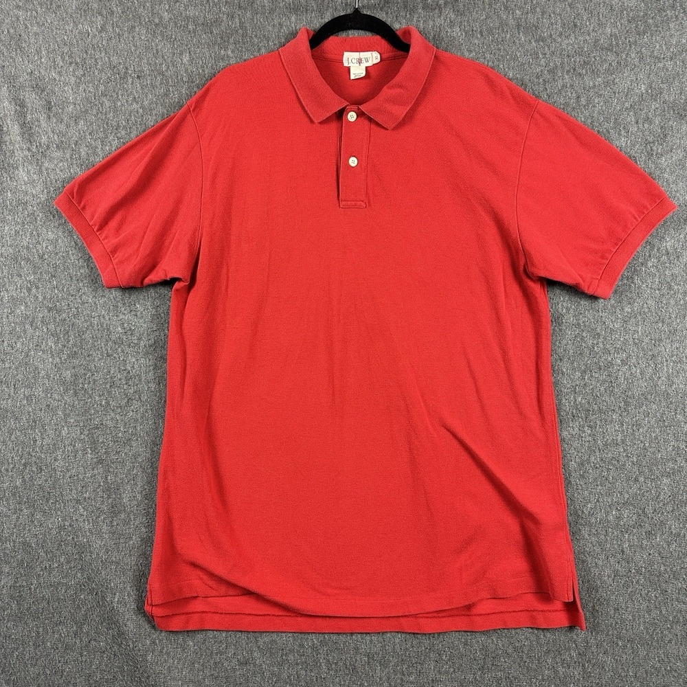 Vintage J Crew Oarsman Polo Shirt Mens XL Red Pique Knit Cotton Solid
